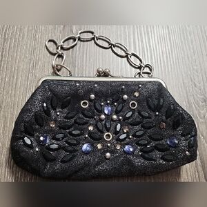 Womens Rafe For Target Black gems/sparkly clutch/purse with clasp
